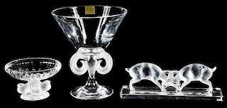 Three Pieces Lalique Glass