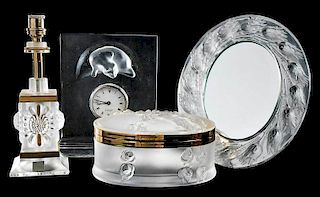 Four Lalique Glass Dresser Items