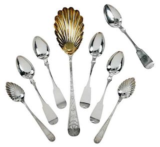 Nine Virginia and Maryland Coin Silver Spoons