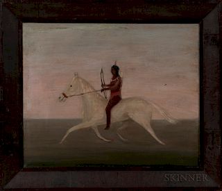 Oil on Canvas Depicting an Indian on Horseback