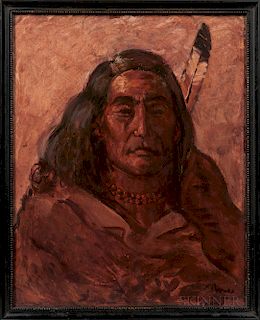 Oil on Board Portrait of an American Indian
