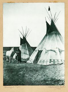 Edward Curtis Photograph  Blackfoot Tipis