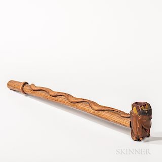 Folk Art Pipe with Snake-Wrapped Stem