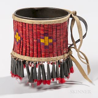 Lakota Quill-Wrapped Tin Cup