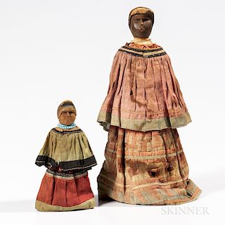 Two Seminole Wood Dolls