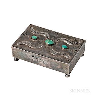 Navajo Silver Box with Turquoise Settings
