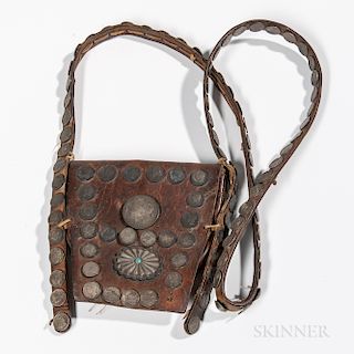 Navajo Leather Pouch with Coin Decoration