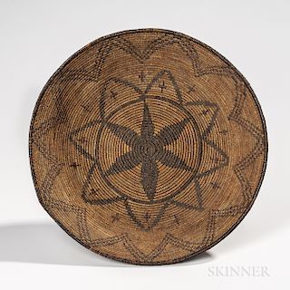 Southwest Coiled Pictorial Basketry Bowl