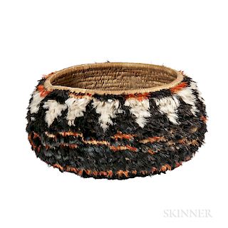 Pomo Feathered Basketry Bowl