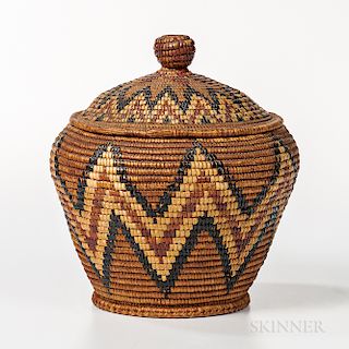 Northwest Coast Imbricated Lidded Basket