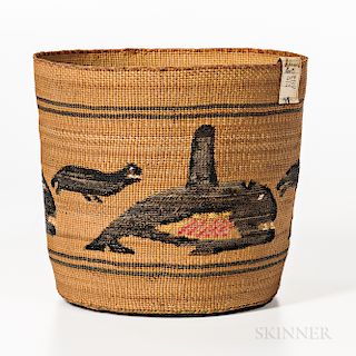 Tlingit Polychrome Pictorial Basket