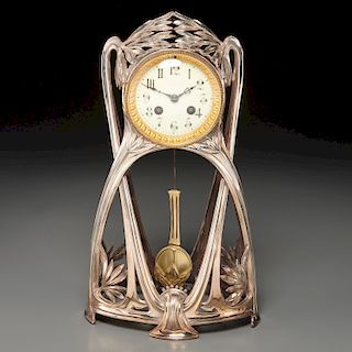 Art Nouveau silver plated mantel clock