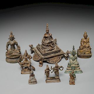 (8) small bronze Hindu and Buddhist figures