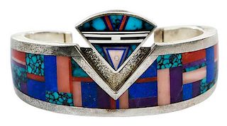 Ray Tracey Silver & Gemstone Cuff Bracelet