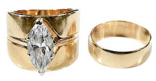 14kt. Gold, and Diamond Ring Set