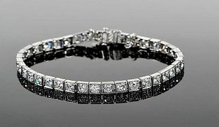 Platinum and Diamond Line Bracelet