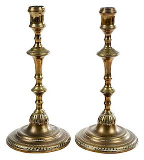 Pair Chippendale Bell Metal Candlesticks