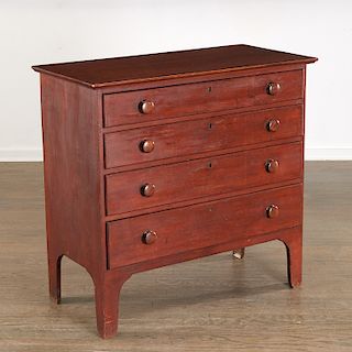 Nice Federal red-stained maple chest of drawers