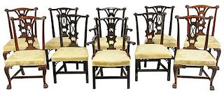 Assembled Set Ten George III Style Dining Chairs