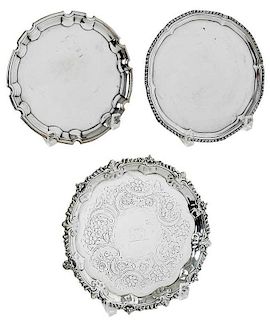Three English Silver Footed Trays
