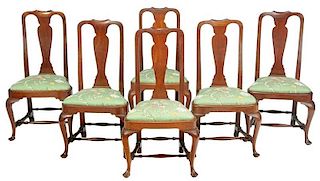 Set Six Boston Queen Anne Style Dining Chairs