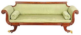 American Classical Figured Mahogany Sofa