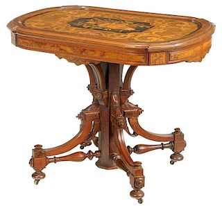 Aesthetic Movement Marquetry Inlaid Center Table