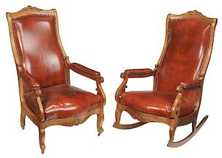 Two Similar Carved Open Armchairs