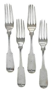 Set of Twelve Mitchell & Tyler Coin Silver Forks