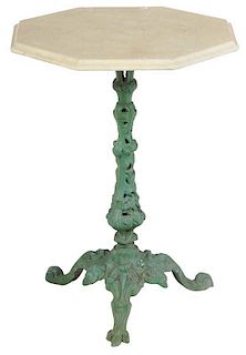 French Cast Iron Marble Top Garden Table
