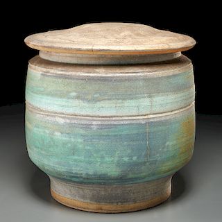 Karen Karnes, massive stoneware lidded vessel