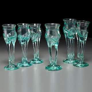 James Wayne, (6) double stem glass goblets