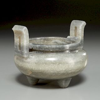 Chinese archaistic jade tripod censer