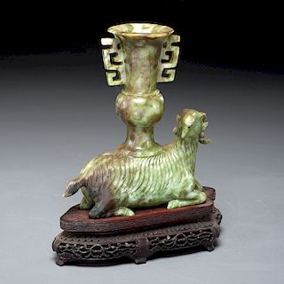 Chinese carved "Honan Jade" goat