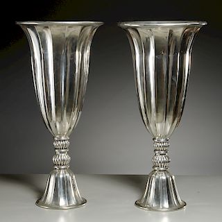 Monumental pair Piero Figura pewter vases