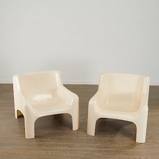Carlo Bartoli, pair Gaia lounge chairs