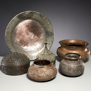 Group (6) Indo-Persian metalware vessels