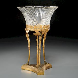 Empire style bronze and cut crystal centerpiece