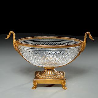 Empire style cut glass and gilt metal bowl