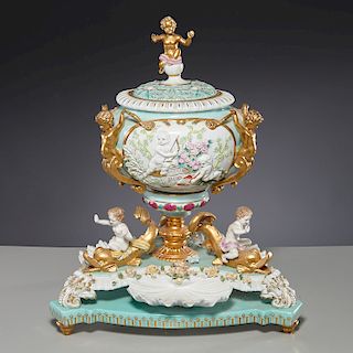 Monumental German porcelain figural centerpiece