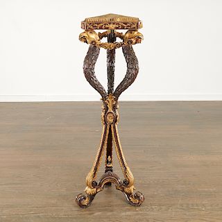 Italian Neoclassic gilt and ebonized wood pedestal