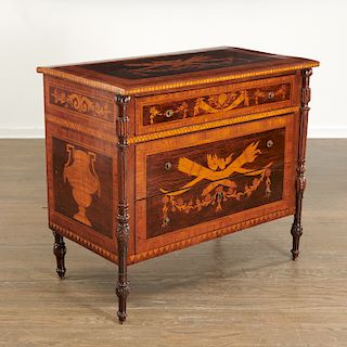 Italian Neoclassic marquetry inlaid commode
