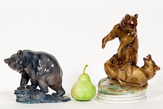 Group, Two Continental Bear Porcelain Figurines