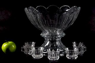 Heisey Glass "Colonial" Punchbowl w/ Cups, 9 PCs