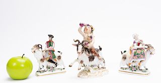 Three German Porcelain Figurines on Goats