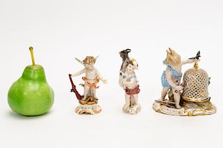 Three German Porcelain Cherub Figurines