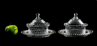 Pair 18/19th C. Anglo-Irish Cut Glass Butter Tubs