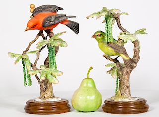 2 Dorothy Doughty Scarlet Tanager Porcelain Birds