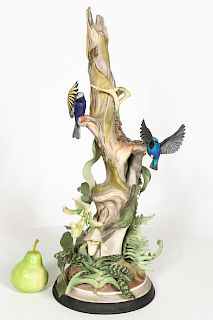 Boehm Porcelain Sugarbird Figurine w/ Orchids