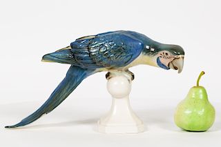 Large Royal Dux Blue Macaw Porcelain Figurine